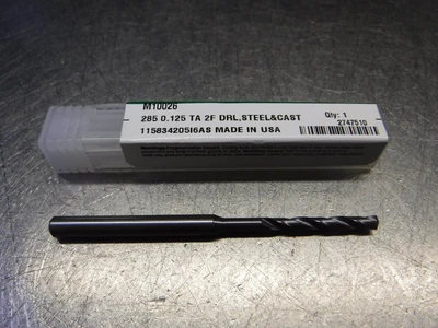 Widia / Metal Removal 1/8" Carbide Drill 3/16" Shank QTY11 M10026 (LOC380)