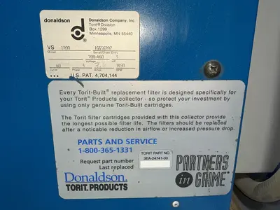 Used DONALDSON TORIT VS 1200 Dust Collectors Ohio US | HGR 24 #1456153