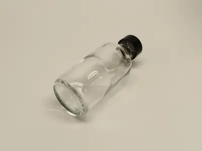 USED KIMBLE NARROW MOUTH CLEAR GLASS BOTTLES 2 OZ PKG OF 16