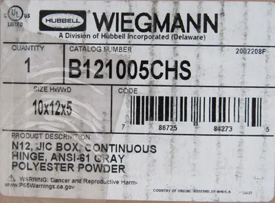 NEW WIEGMANN B121005CHS ENCLOSURE 10x12x5