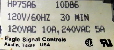 NEW EAGLE SIGNAL HP75A6 TIMER 30 MIN 120-240VAC 10D86