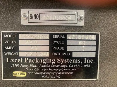 USED EXCEL PACKAGING SYSTEMS PP180844 AND PP2028MK