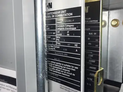 15kV Switchgear Lineup MVS Load Break Controller, 2000 Amp