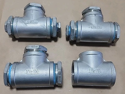 *NEW SURPLUS* [4] G13AB NPT Swing Check Valve Stainless Steel 1-1/2" + Warranty!