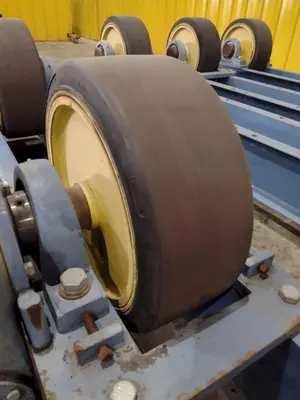 40 TON (80,000 LBS) x 15' WEBB MODEL R-500 POWERED TANK TURNING ROLLS; 1 DRIVE & 3 IDLERS