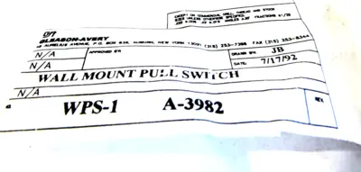 NEW GLEASON AVERY WPS-1 WALL MOUNT PULL SWITCH WPS1