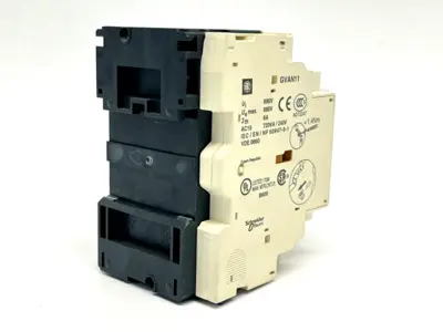 USED SCHNEIDER ELECTRIC, TELEMECANIQUE MANUAL STARTER 4-6.3A W/ GVAN11 AUXILIARY BLOCK