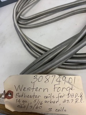Western Forge Bed Heater Coils For DHD-8 14 Gal.5/16 Arbor 27.7RC (Lot Of 3)