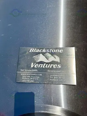 USED BLACKSTONE VENTURES 4700 L/30 BBL  STAINLESS STEEL JACKETED FERMENTATION TANK