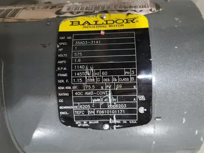 1.0 hp, 575 volts, 1140 rpm, 145TC, 3ph, Electric Motor
