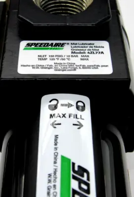 NEW SPEEDAIRE 4ZL77A AIRLINE LUBRICATOR 1/2INCH, 95CFM, 150PSI