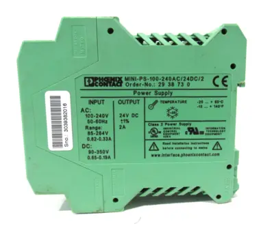 USED PHOENIX CONTACT MINI-PS-100-240AC/24DC/2 POWER SUPPLY 29 38 73 0