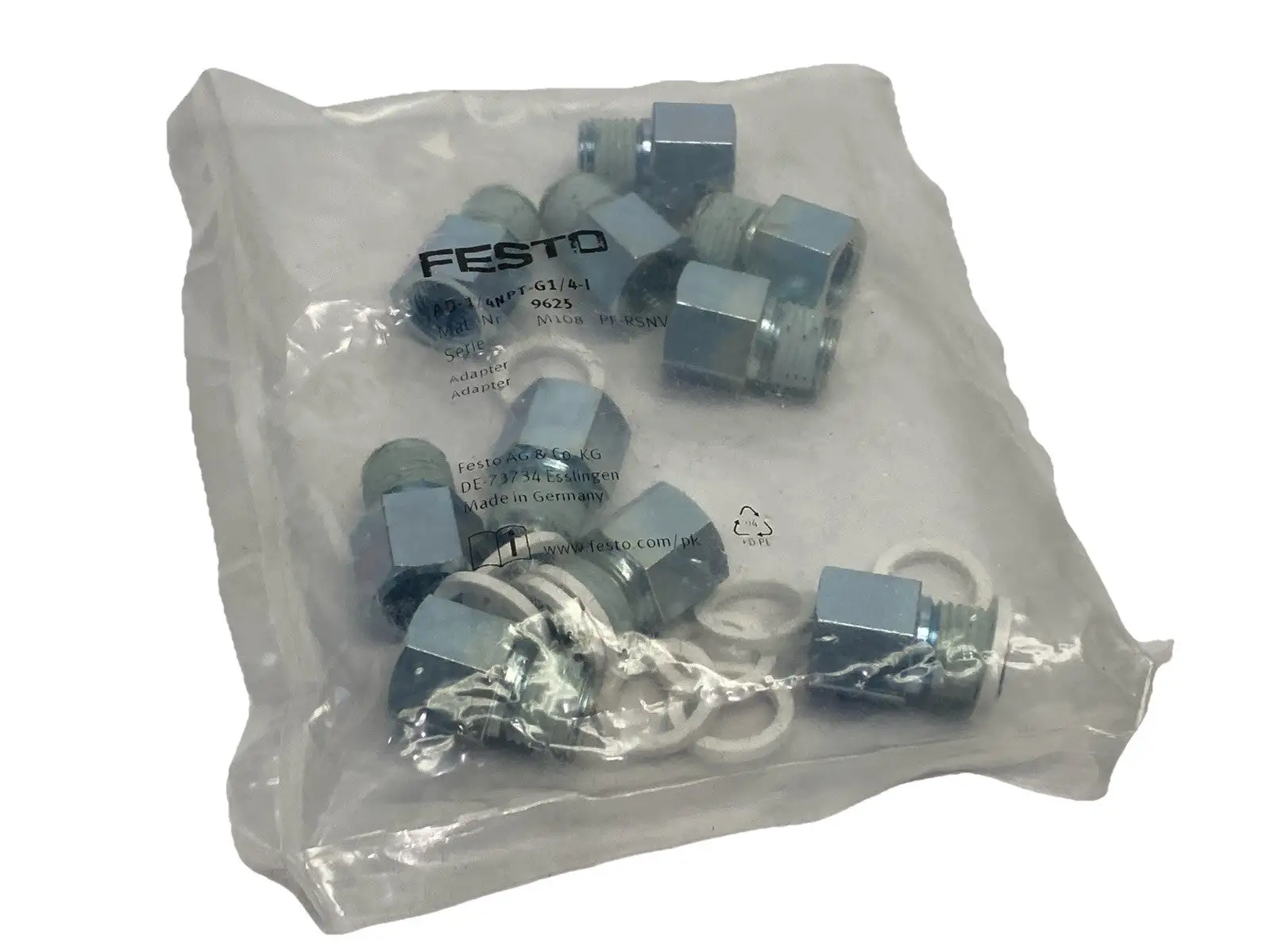 AD-1/4NPT-G1/4-I, 9625 | Festo AD-1/4NPT-G1/4-I Pneumatic Adapter Male/Female 1/4" NPT LOT OF 10 9625 - New