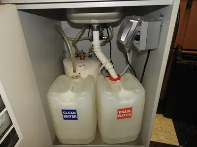 Used Falcon Restaurant Supply Used Self Contained Portable Sink with Pump, Water Heater and Collection Containers Hand Washing and Sanitizing Illinois US | Falcon Restaurant Supply #1376648