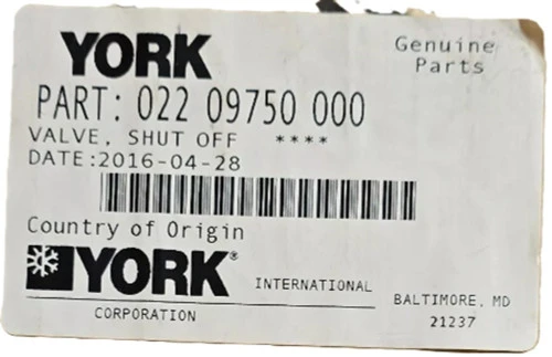 York Controls Johnson Controls 022-09580-000 Shut-Off Ball Valve [New]