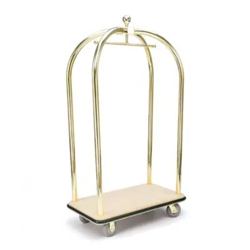 Forbes Industries Birdcage Luggage Cart w/ Carpeted Deck - 43"L x 24"W x 78"H, Satin Diamond Textured Steel (2520-DT)