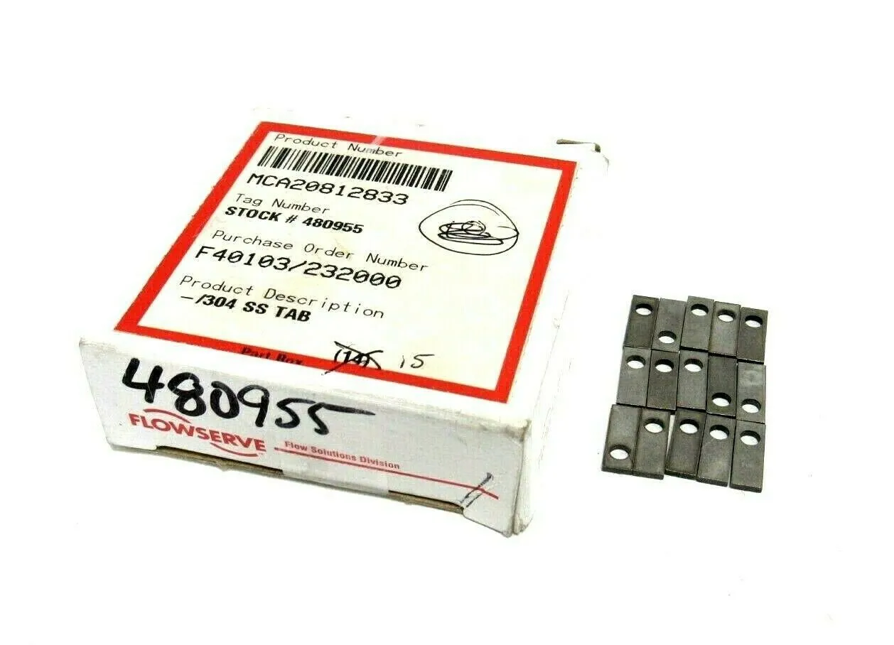 NEW BOX OF 15 FLOWSERVE MCA20812833 TABS 480955 304 SS