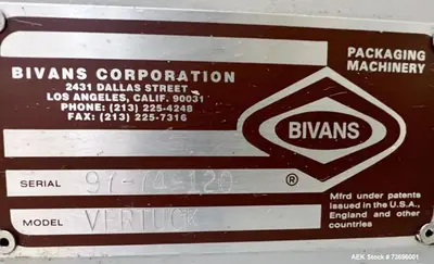 Used BIVANS 74 VERTUCK Cartoners Vertical - Semi Auto Manual Load Illinois US | Aaron Equipment #1456829