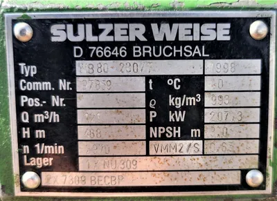 USED SULZER BINGHAM MB 80-230/7