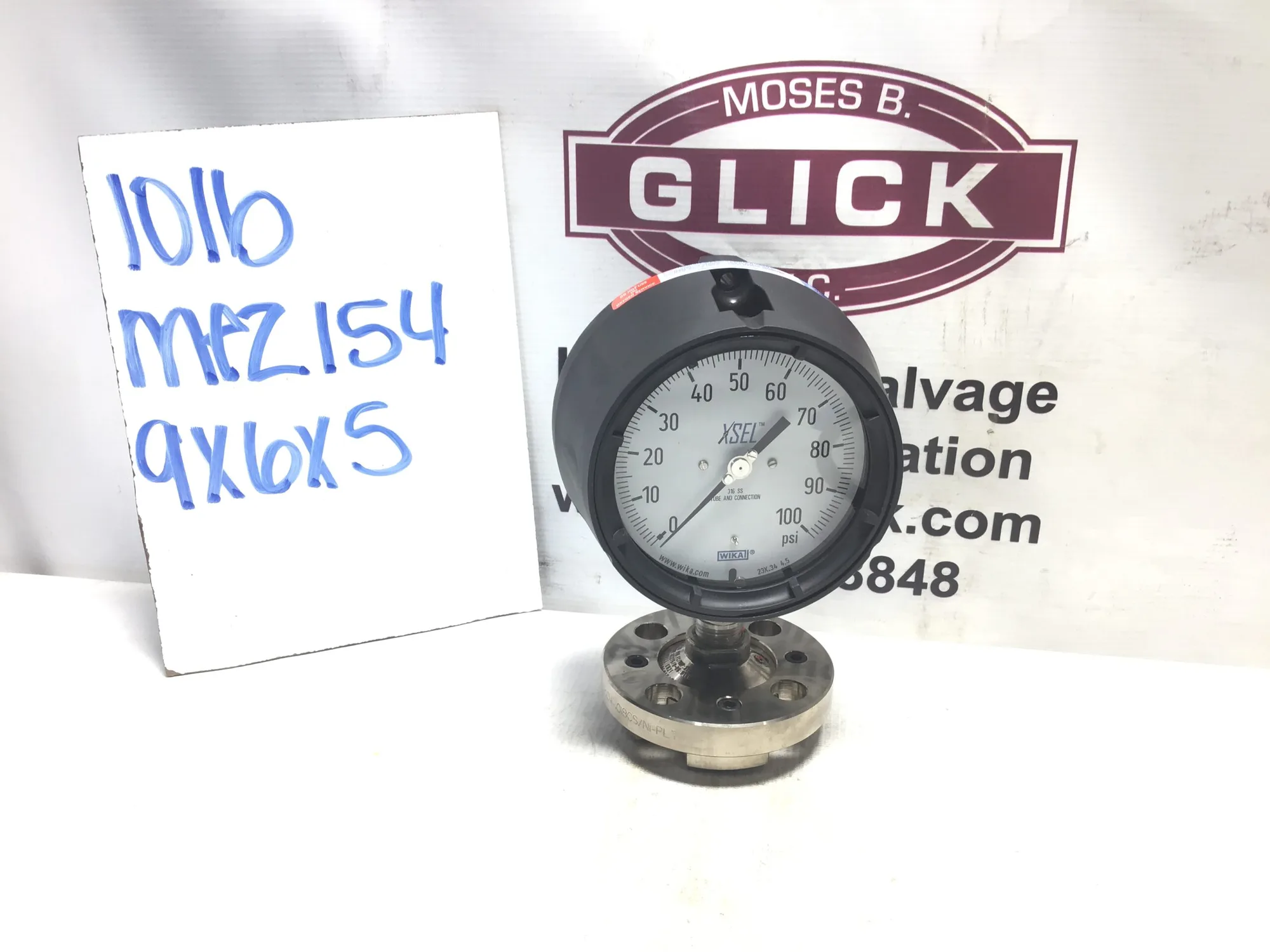 Wika 316 SS Pressure Gauge Tube and Connection 0-100Psi