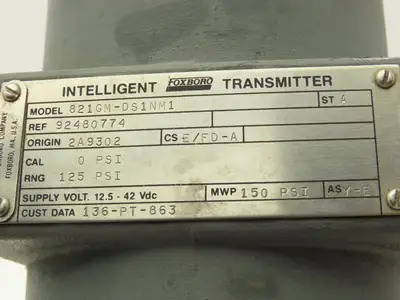 Foxboro 821GM-DS1NM1 Electronic Pressure Transmitter 12.5-42VDC 150PSI