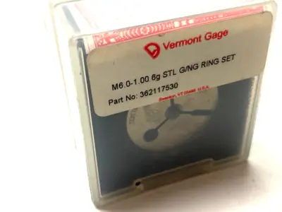 NEW VERMONT GAGE THREADED RING GAUGE SET M6.0-1.00 6G STL G/NG