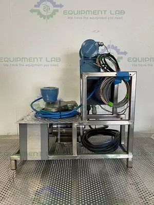 USED QUATTRO FLOW PUMP W/ 3HP MOTOR, ROSEMOUNT CMF010 MASS FLOW SENSOR, TRANSMITTER