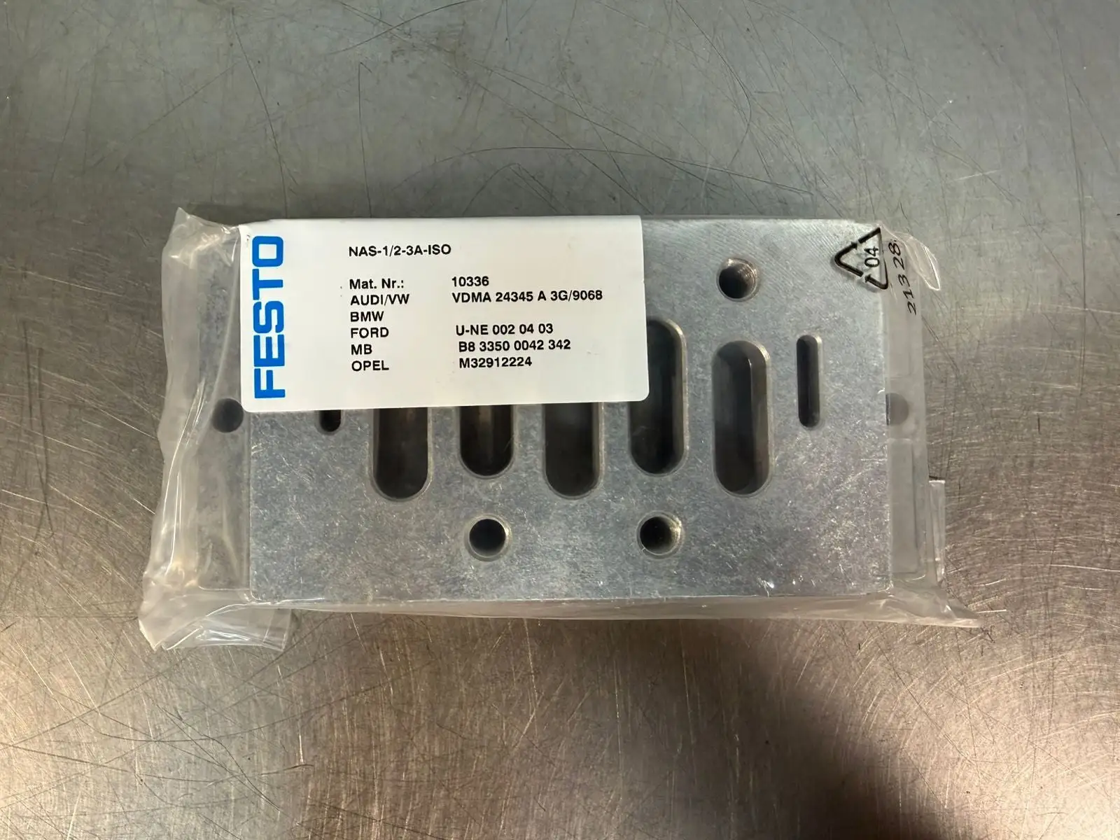 Festo NAS-1/2-3A-ISO 10336 Individual Pneumatic Valve Subbase (4.1.1)