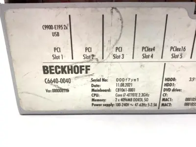 Used Beckhoff Control Cabinet Industrial PC 7-Slot 100-240V 47-63Hz 5-2.5A Industrial Controls Michigan US | Maverick Industrial Sales #1391573