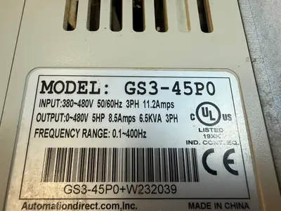 Automation Direct DuraPulse GS3-45P0 AC Frequency Drive (8.3.7)