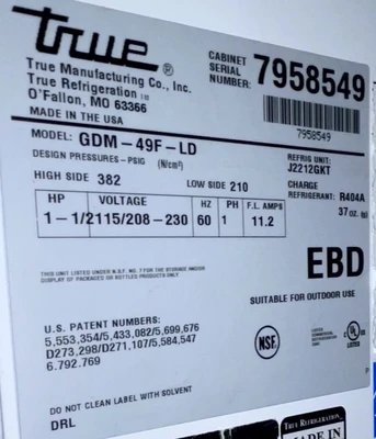 72-0473 True GDM-49F-LD 2-Door Self Contained Cooler