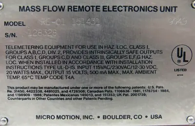NEW MICRO MOTION RE-01-151431 MASS FLOW REMOTE UNIT RE01151431 FLOW 0-40