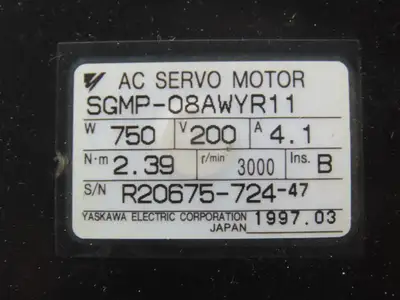 Yaskawa SGMP-08AWYR11 AC Servo Motor 750w 200v 4.1 A