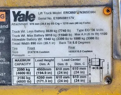 USED 1995 YALE ERC050RFN36SE084
