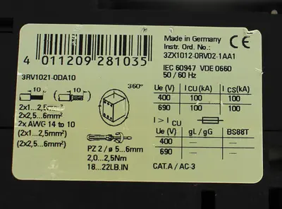 USED SIEMENS 3RV1021-0DA10