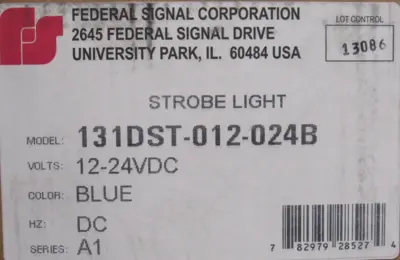 NEW FEDERAL SIGNAL 131DST-012-024B STROBE LIGHT 12-24VDC BLUE 131DST012024B