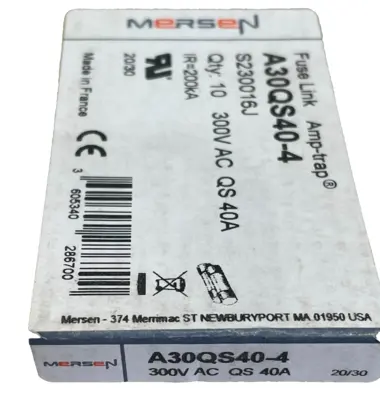 NEW MERSEN A30QS40-4 FUSE 300V 40A LOT OF 10 A30QS404