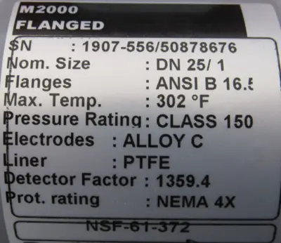 NEW BADGER METER M2000 FLOW METER NSF-61-372 71268