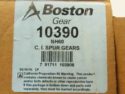 Boston Gear 10390 NH60 Spur Gear 60-Tooth 7.5" OD 1.25" W 1" Smooth Bore