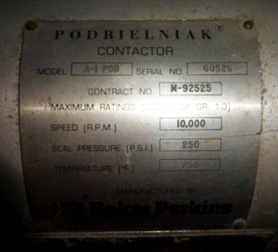 Podbielniak A-1 centrifugal contactor, 316SS.