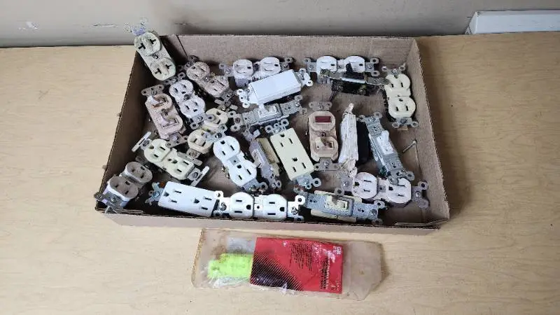 Lot of Electrical Switches and Outlets with Accessories