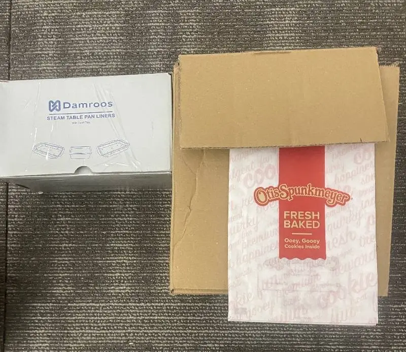 Damroos Steam Table Pan Liners & Otis Spunkmeyer Box of 1,000 Paper Cookie Bags
