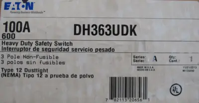 NEW EATON DH363UDK SAFETY SWITCH 100A