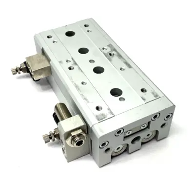 USED SMC GUIDED SLIDE TABLE CYLINDER, 20MM BORE, 75MM STROKE ADJUSTABLE