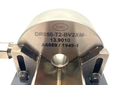 USED MAHR DIMENSIONAIR 2-JET AIR RING GAUGE W/ GUIDE CHUTES & BASE PLATE