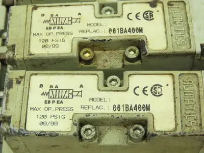 Numatics 061BA400M Three Pneumatic Solenoid Valve w/Manifold Block 120PSI 24VDC