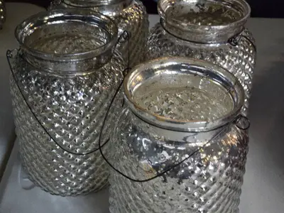 Lot of (4) Brooklyn Mercury Hobnail Hanging Jar 4 1/2" x 6 1/2"