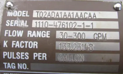 NEW DANIEL T02ADA1AA1AACAA TURBINE FLOW METER 30-300 GPM