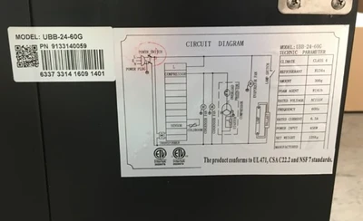 171-0147 60” Glass Door Self Contained Back Bar Cooler