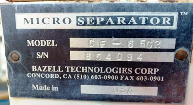 Microseparator CF-65G2 coolant clarifier, 304SS.